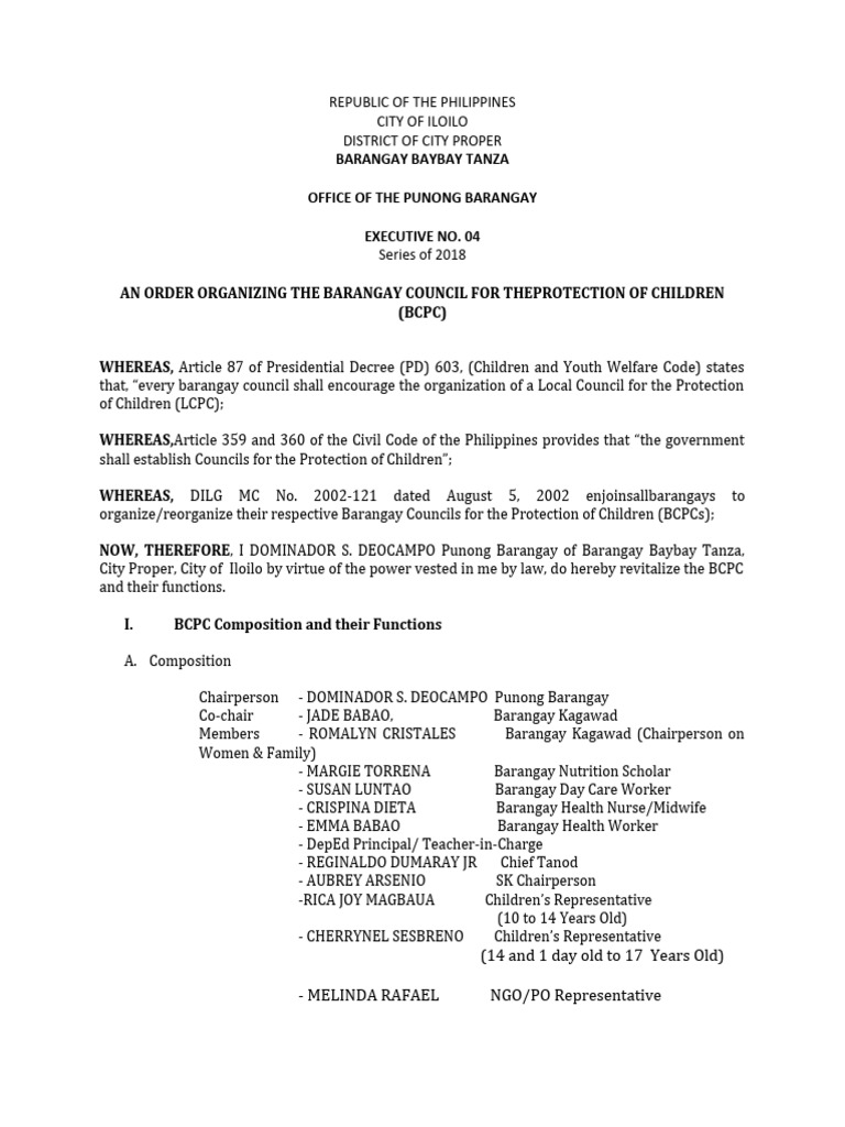 Barangay Council For The Protection of Children | PDF | Child Abuse ...