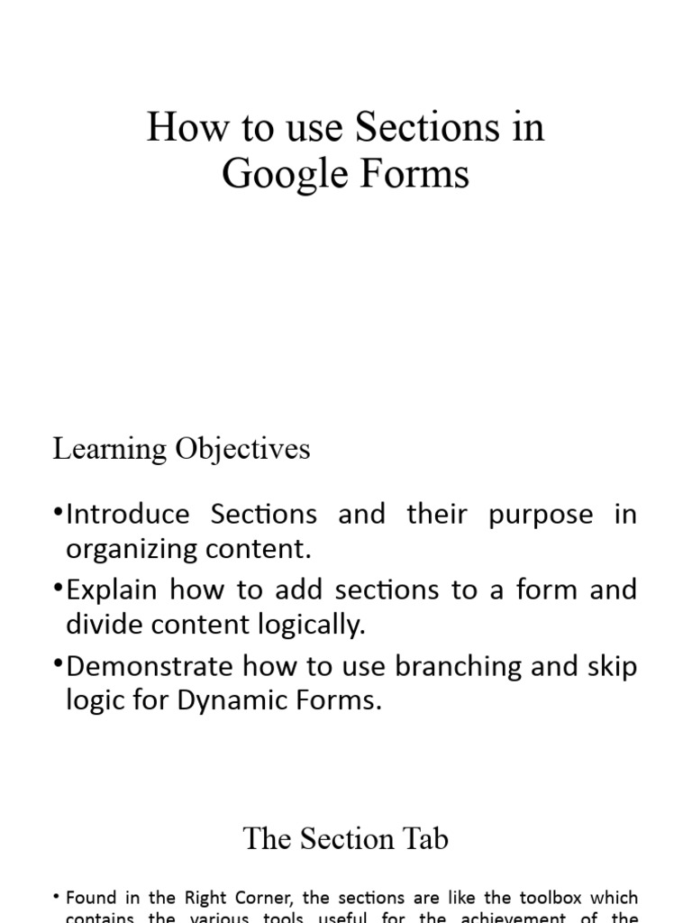 How To Use Sections in Google Forms PDF