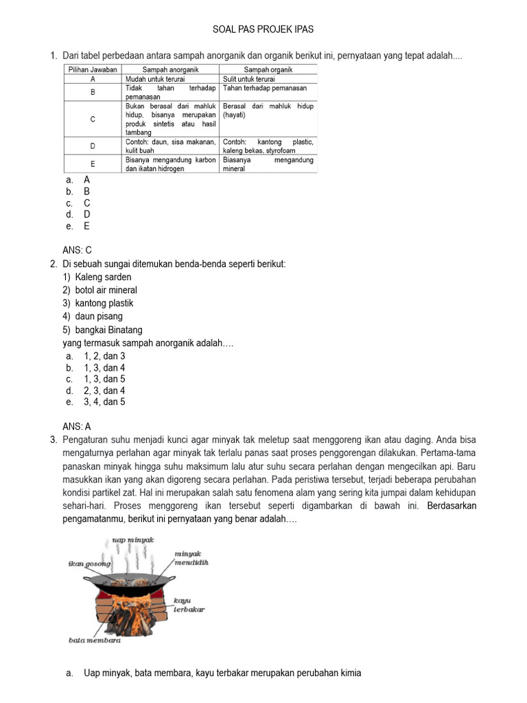Soal Pas Projek Ipas | PDF | Sains & Matematika