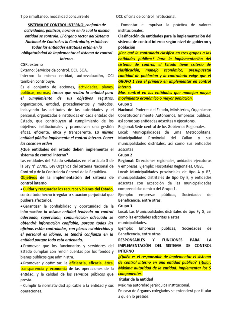 Implementación del Sistema de Control Interno | PDF