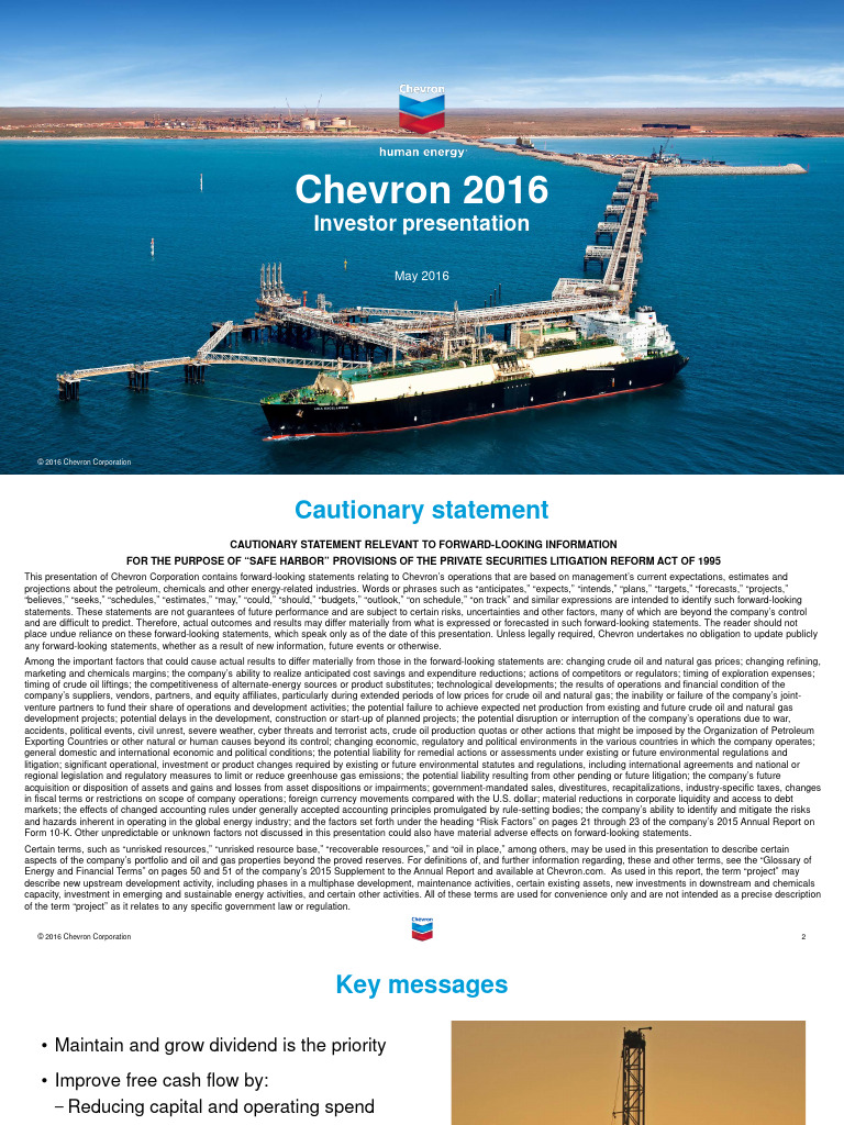 Chevron 2016 Investor Presentation Insights | PDF | Chevron Corporation ...