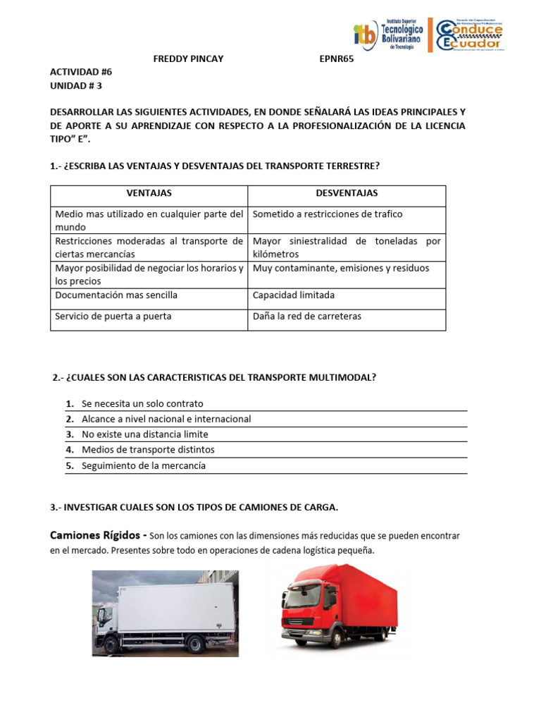 Actividad n 6 teoria de la conduccion pdf cami n transporte