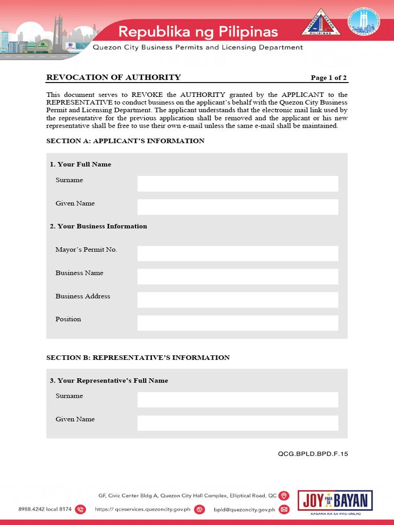 Revocation of Business Authority Form | PDF | Law
