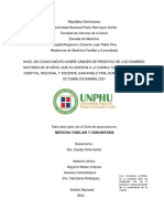 Nivel de Conocimiento Sobre Cáncer de Próstata de Los Hombres Mayores de 40 Años, Que Acudieron A La Cons