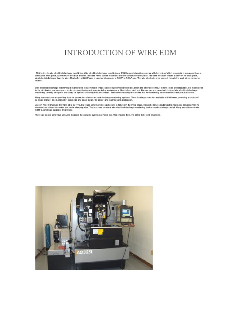 Introduction of Wire Edm | PDF | Chemistry | Electromagnetism