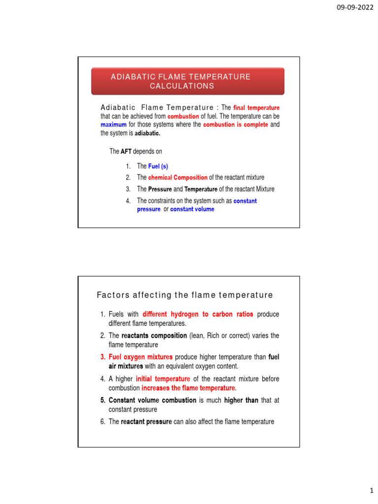 Adiabatic Flame Temperature Analysis | PDF | Combustion | Chemistry