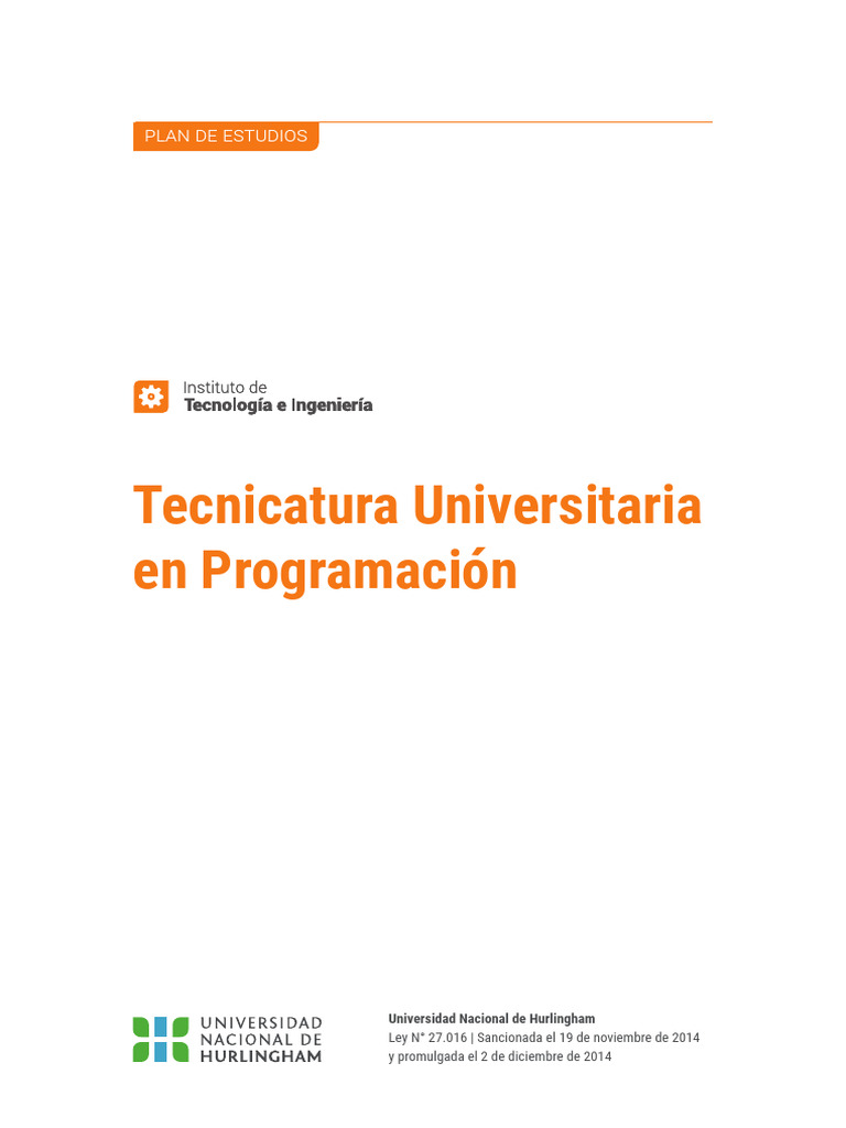 Tecnicatura en Programación UNAHUR | PDF | Software | Lenguaje de ...