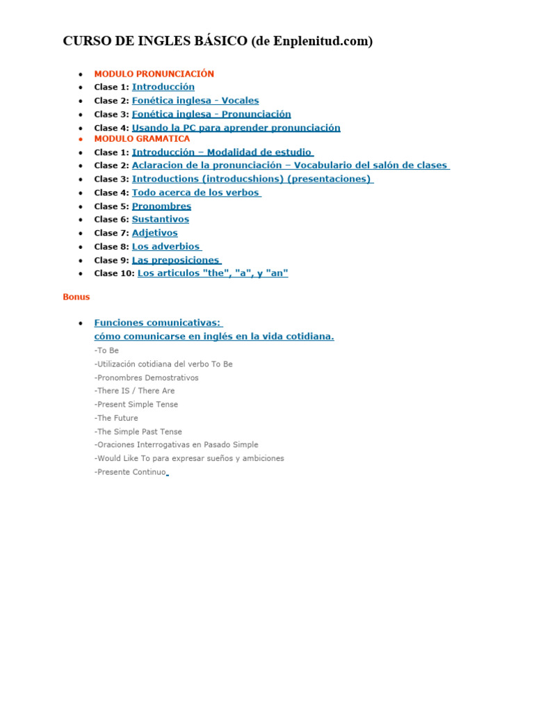 Curso de Inglés Básico para Principiantes | PDF | Fonética | Asunto ...