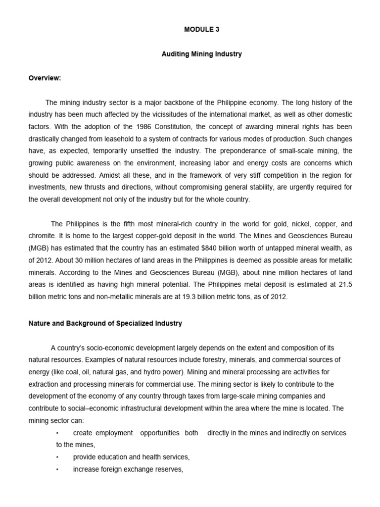 Module 3 Mining Industry Pdf Mining Environmental Remediation