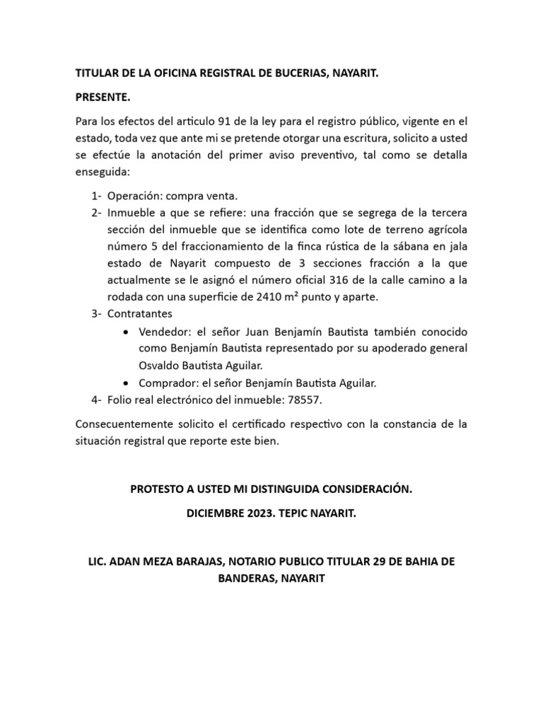 Primer Aviso Preventivo PDF