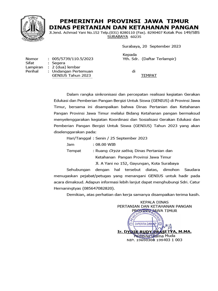Undangan Pertemuan Genius | PDF