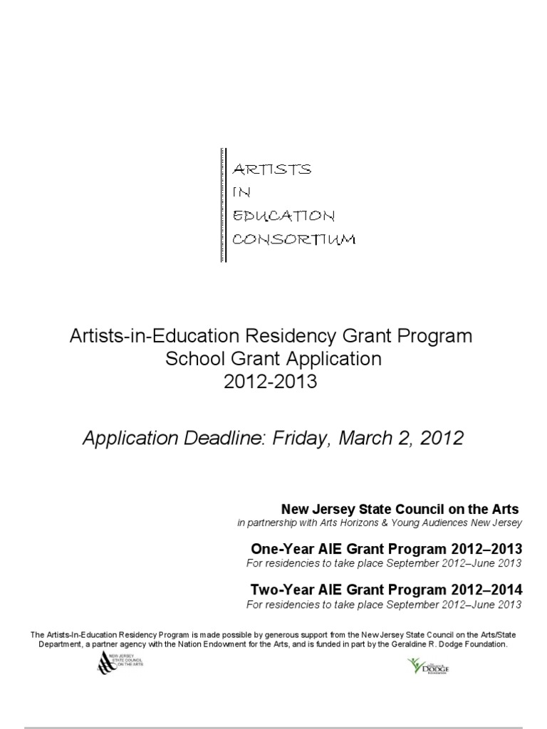 Aie School Grant Application 2012 2013 Final PDF Euro Residency