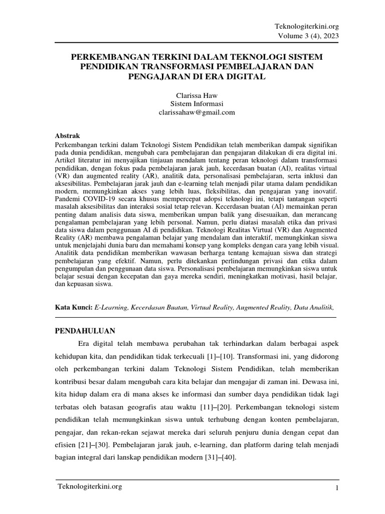 Perkembangan Terkini Dalam Teknologi Sistem Pendidikan Transformasi