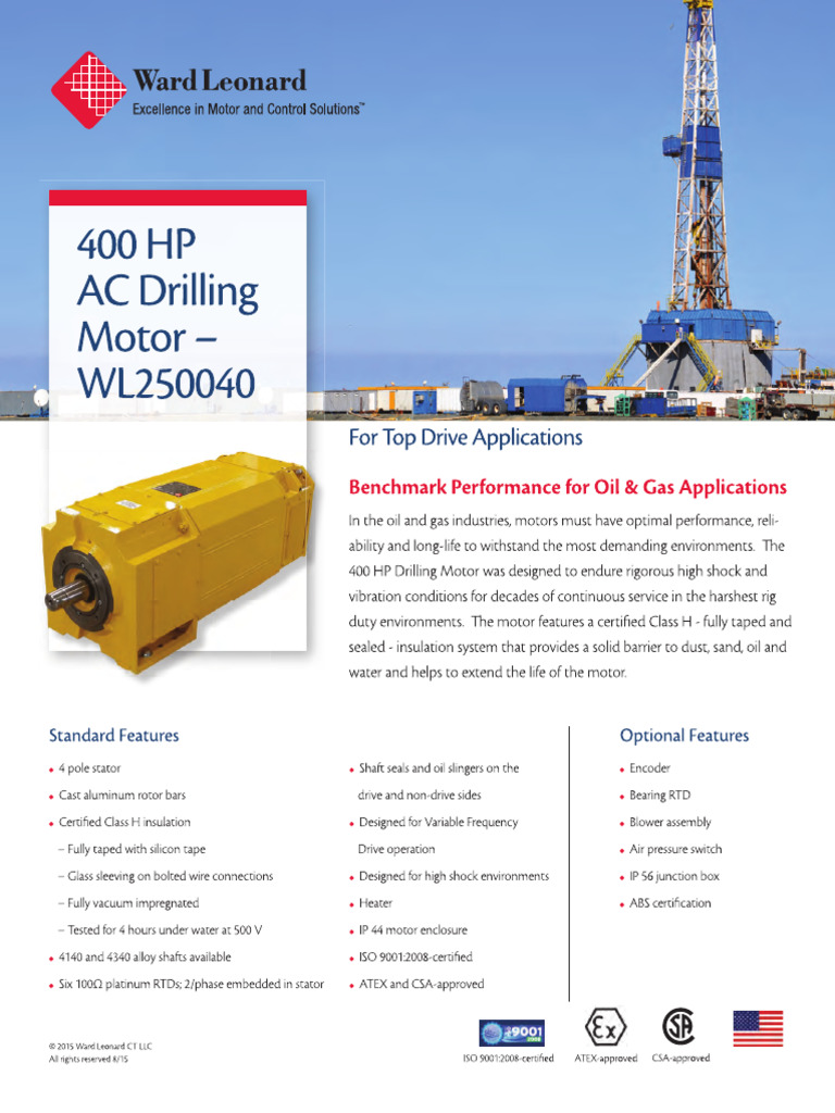 400HP AC Drilling Motor WL250040 2 | PDF | Electric Motor | Electricity