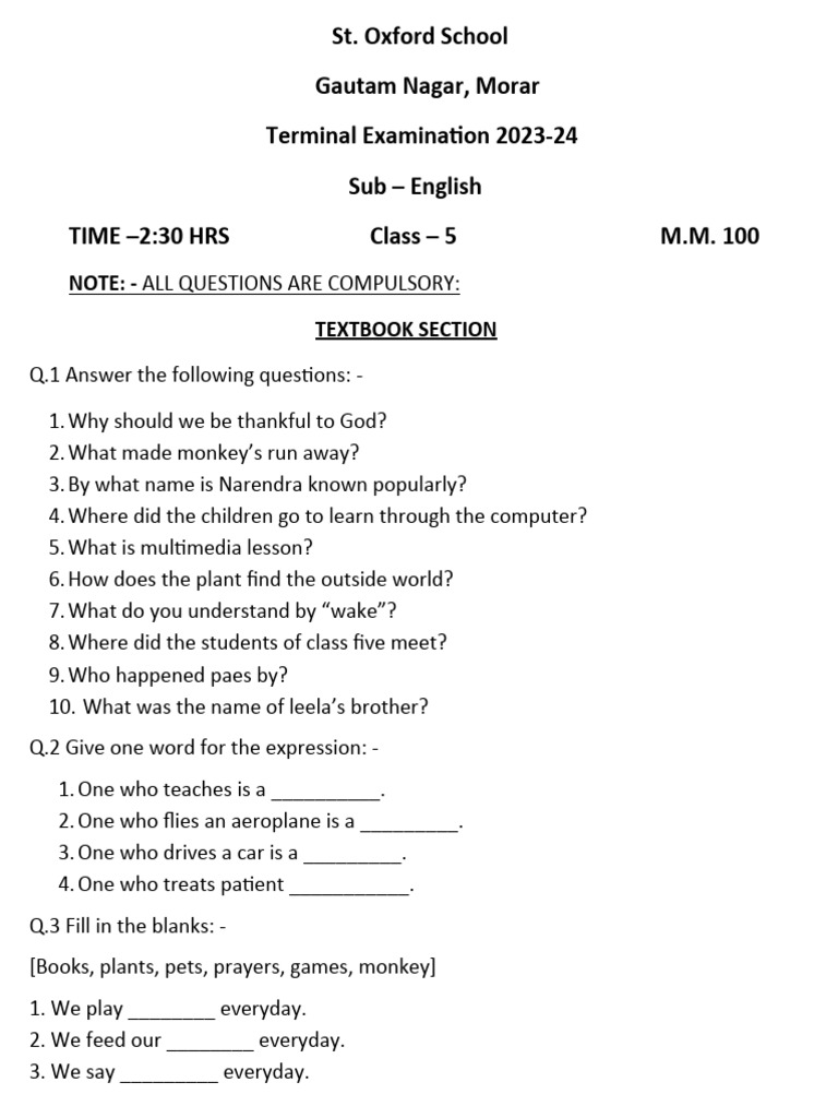 Class 5 english pdf