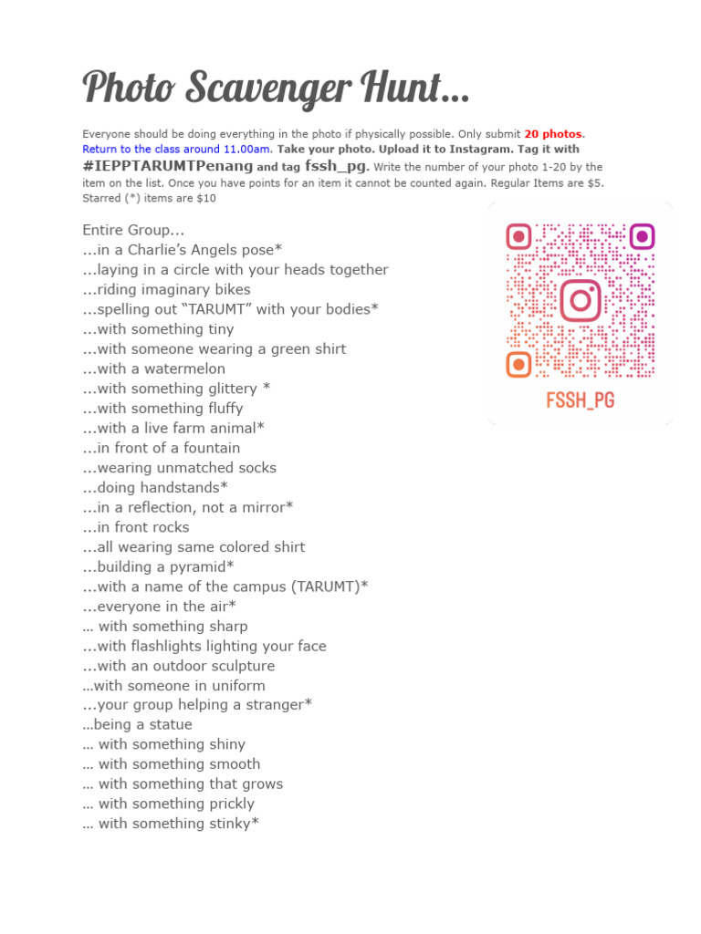 Photo Scavenger Hunt | PDF | Art