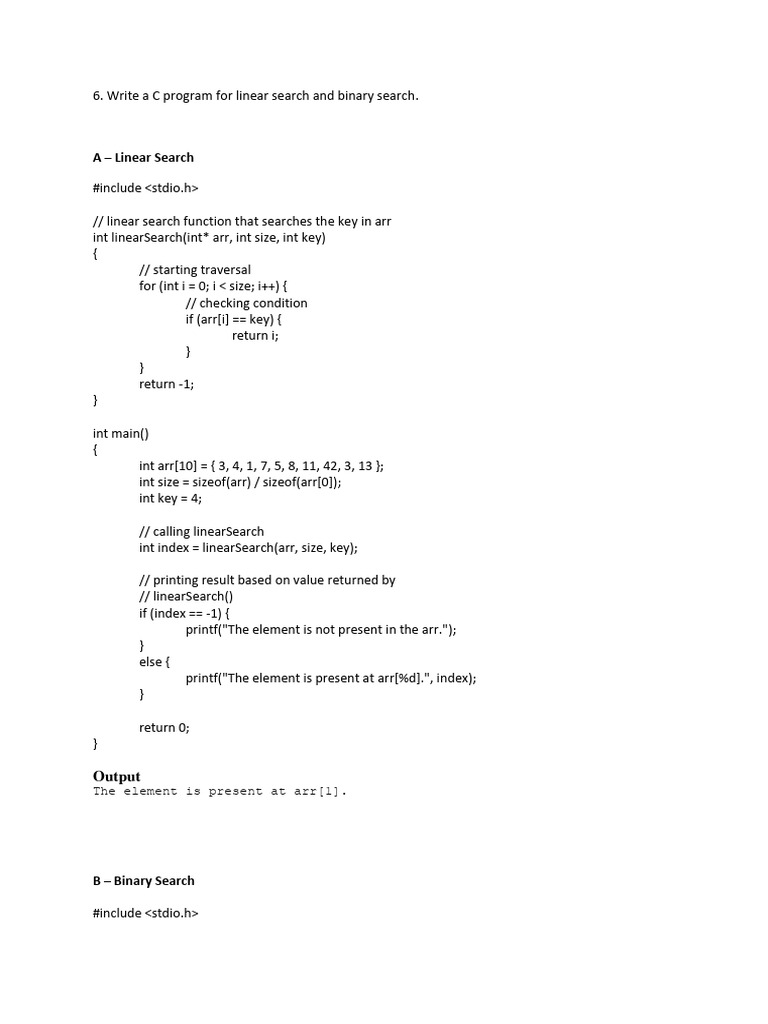 Linear search and binary search pdf