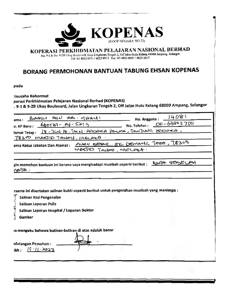 Tabung Ehsan Kopenas | PDF