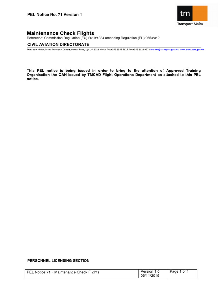 Maintenance Check Flights Guidelines | PDF | Aviation