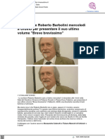 Lo Scrittore Roberto Barbolini Mercoledì A Urbino Presenta Bravo Bravissimo - Vivereurbino - It, 8 Dicembre 2023