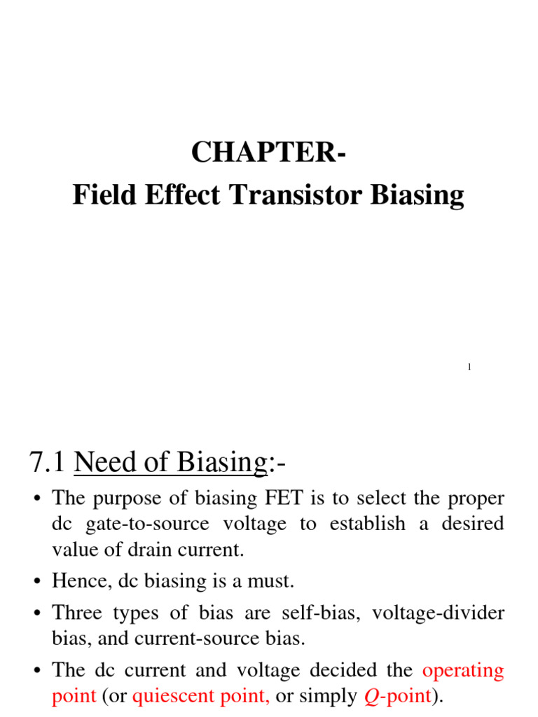Chaopter FET and MOSFET Biasing PDF Field Effect Transistor Mosfet