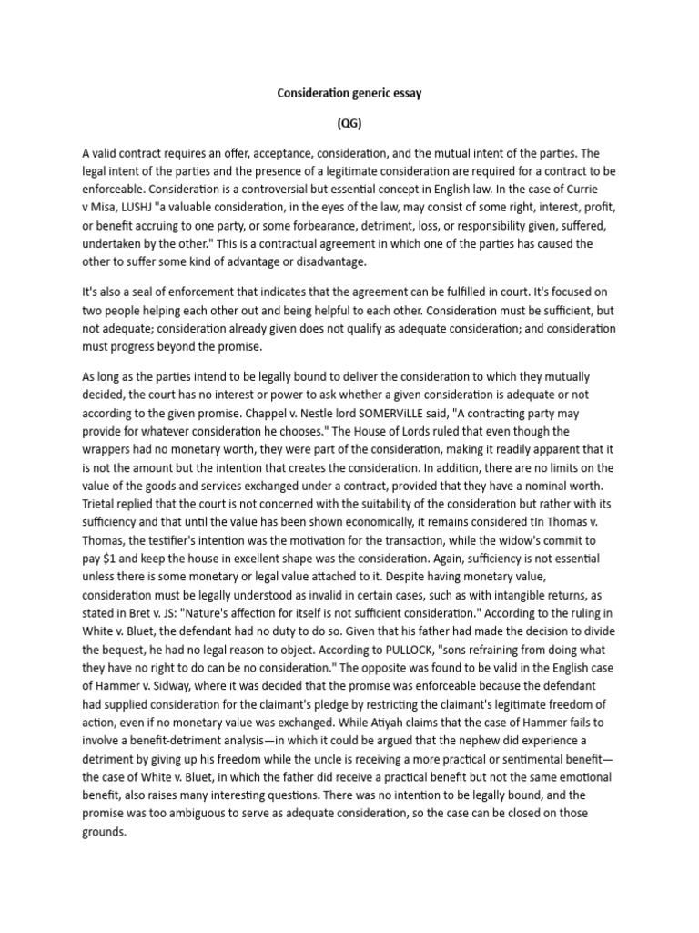 Consideration in Contract Law | PDF | Consideration | Business Law