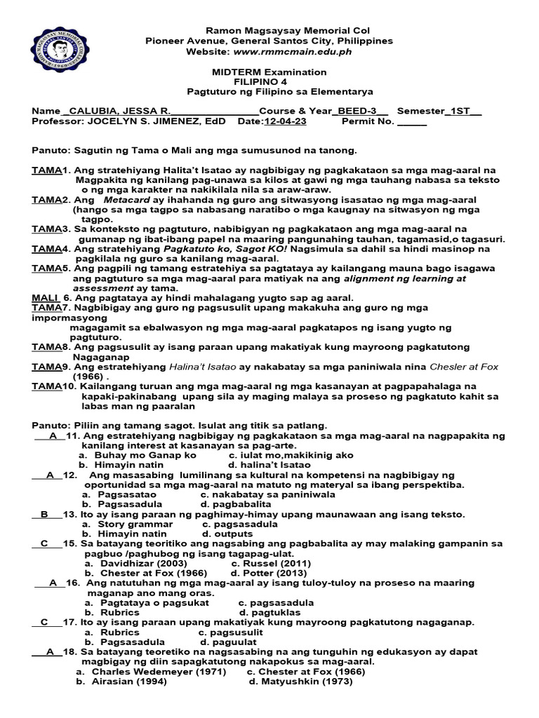 Filipino4 midterm pdf