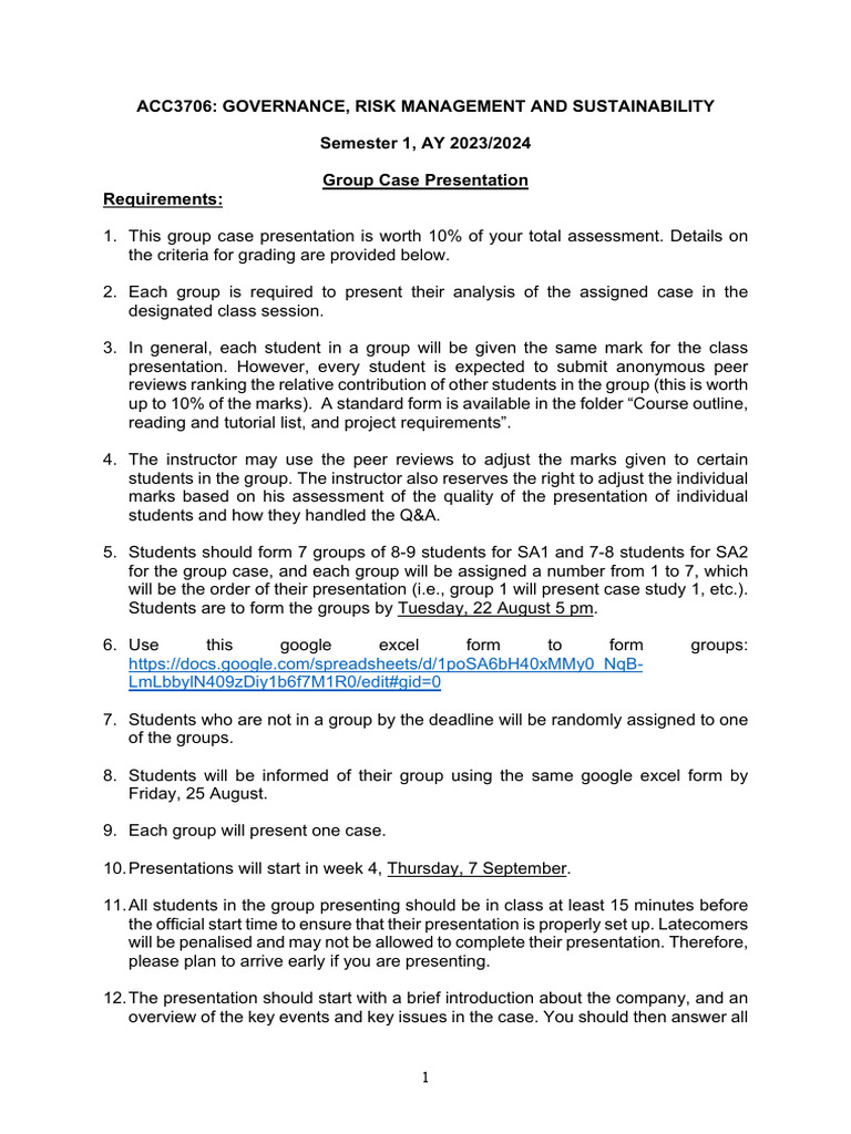 ACC3706 Group Presentation Guidelines | PDF | Human Communication