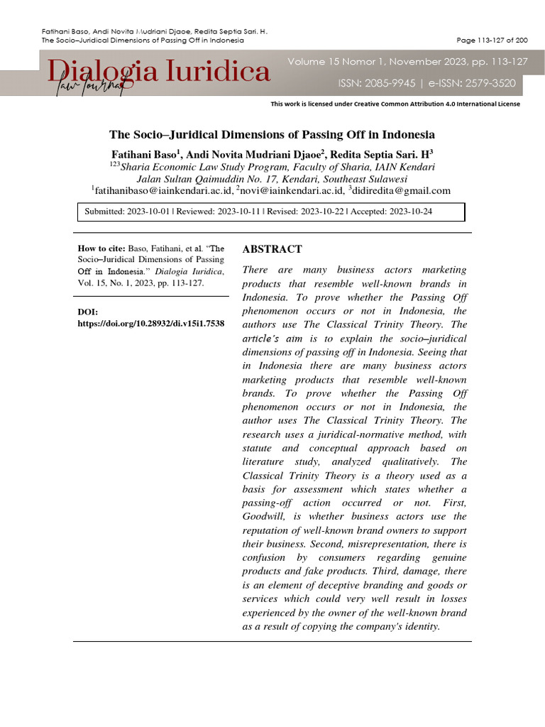 Define Passing Off In Law