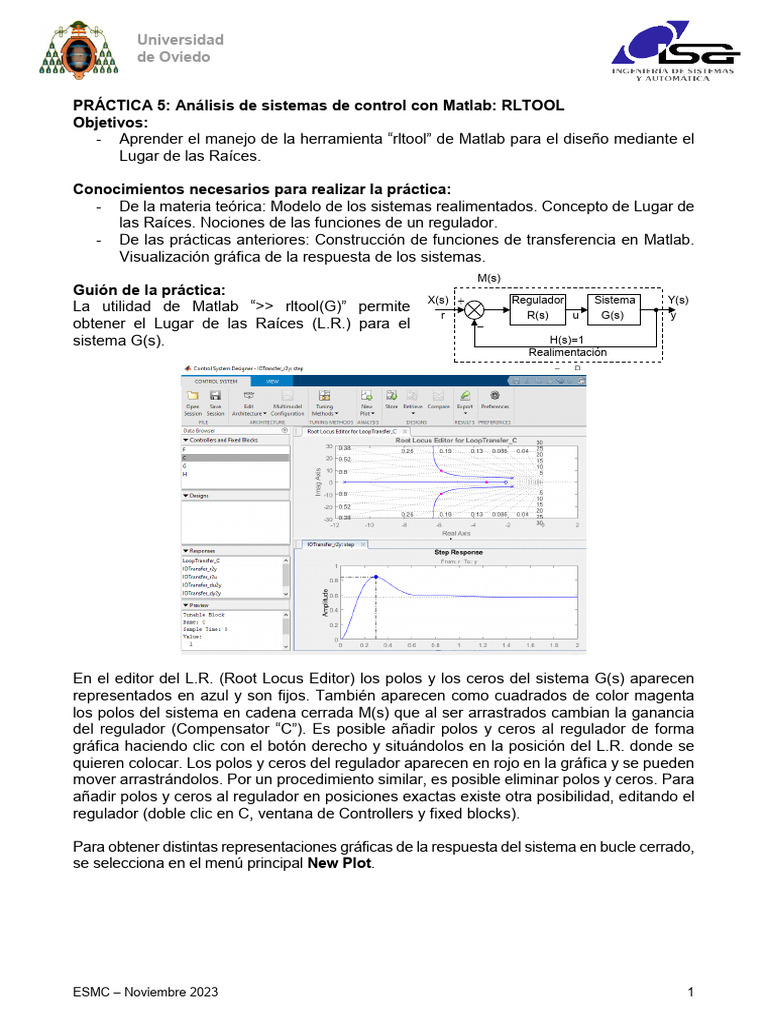 Análisis de Control en Matlab con RLTOOL | PDF | Realimentación ...