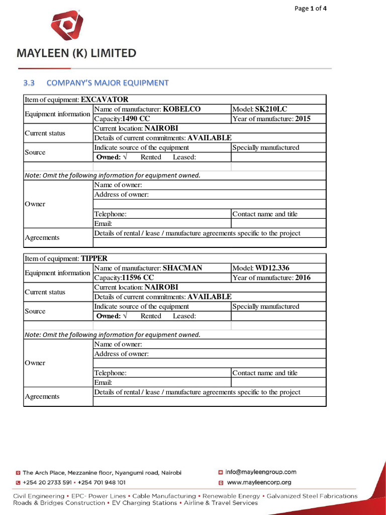 major equipment PDF Lease Automotive Industry
