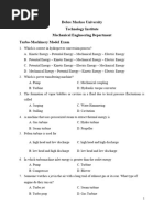 Turbo-Machinery Model Exam