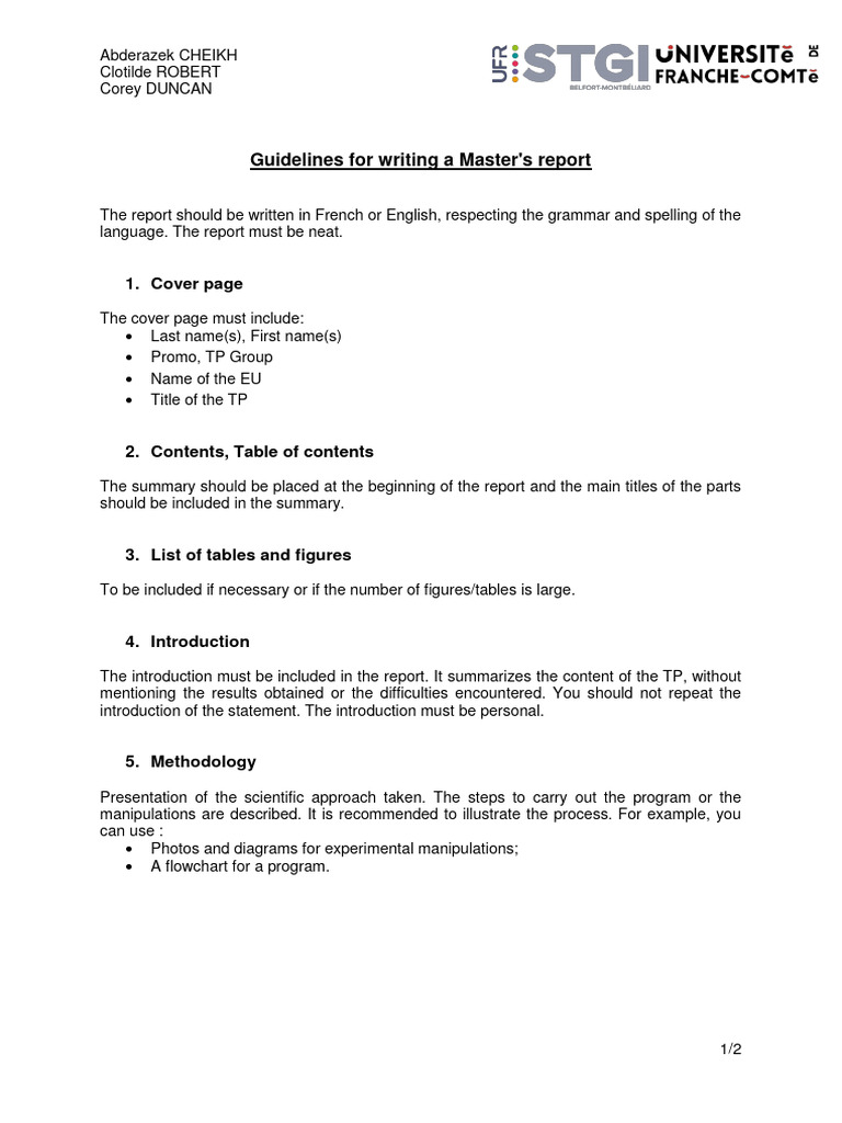 Guidelines For The TP Work and Report PDF