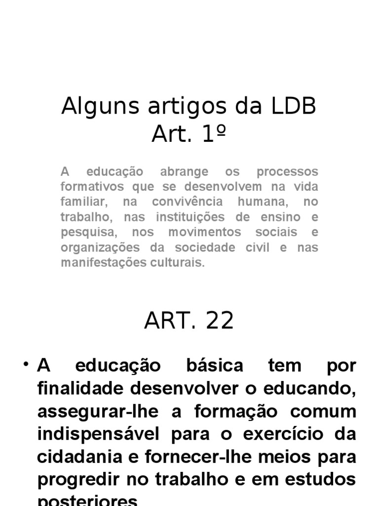 Alguns Artigos Da LDB Art. 1º | PDF | Educação Especial | Escolas