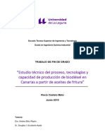 Estudio Tecnico Del Proceso, Tecnologias y Capacidad de Produccion de Biodiesel en Canarias A Partir de Aceites de Fritura