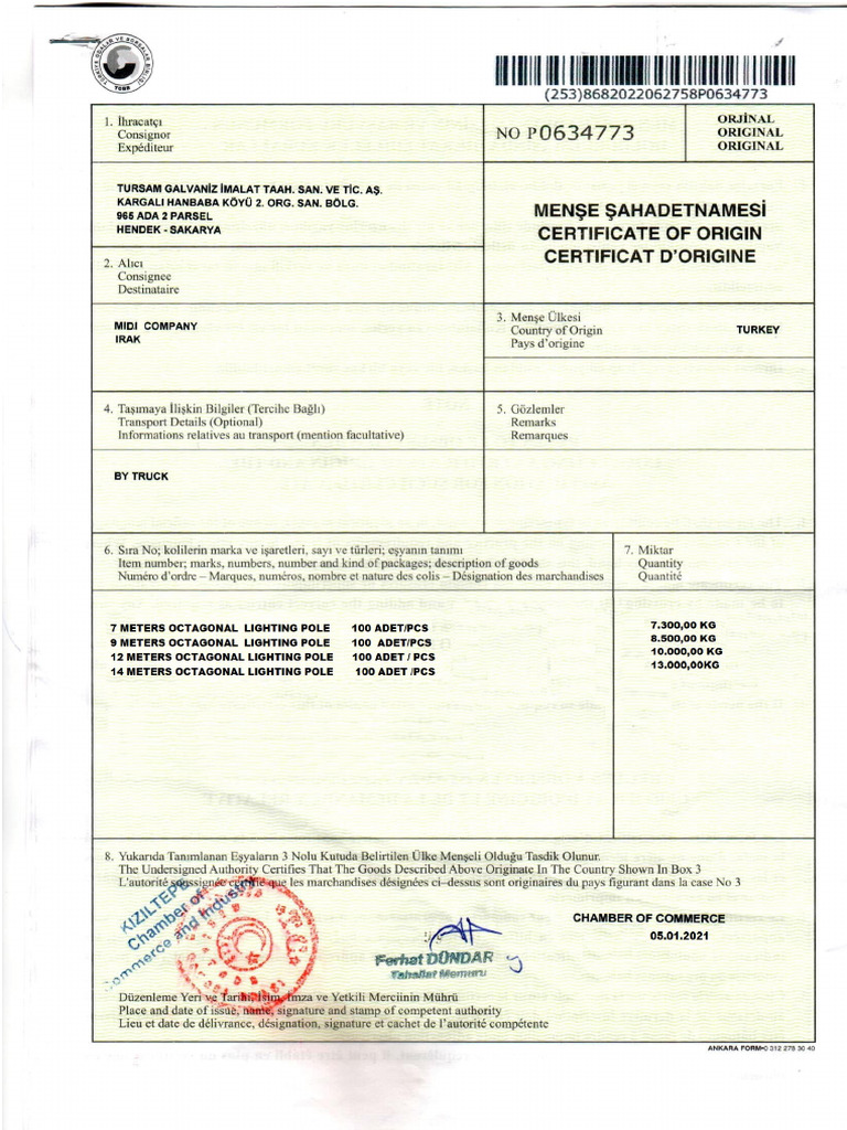 Certificate of Origin-Midi | PDF