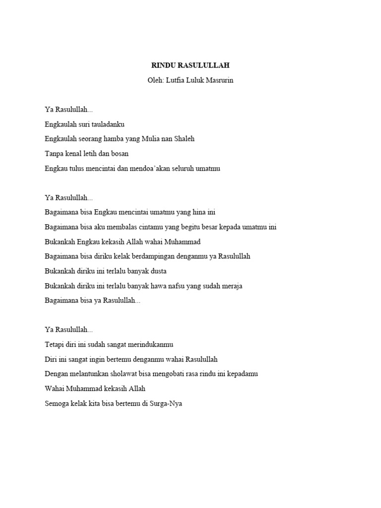 Puisi Kerinduan kepada Rasulullah | PDF