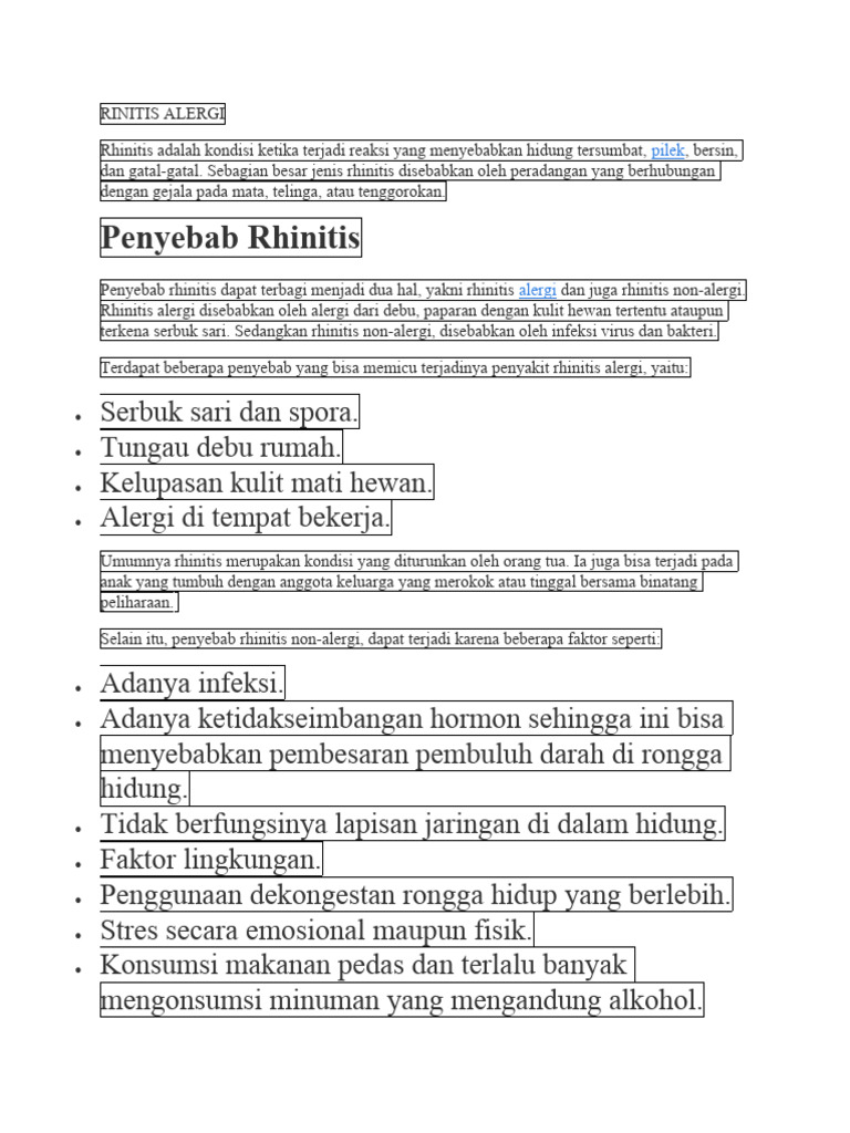 Penyebab dan Perawatan Rhinitis Alergi | PDF