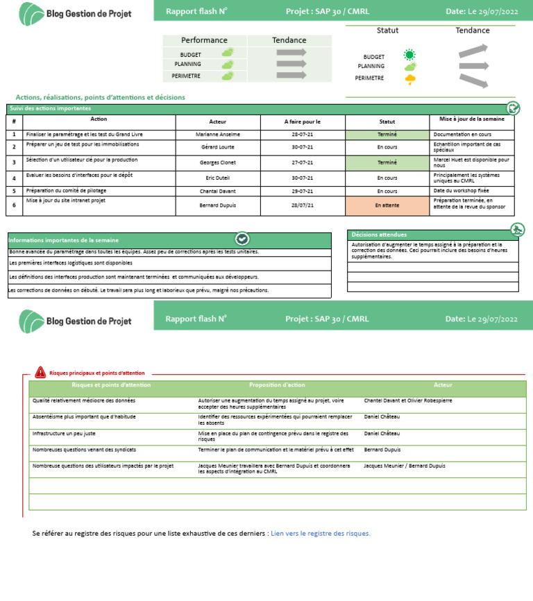 Rapport Flash Projet SAP 30/CMRL | PDF