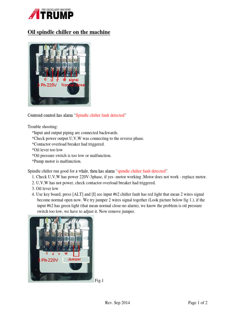 Spindle chiller fault detected PDF