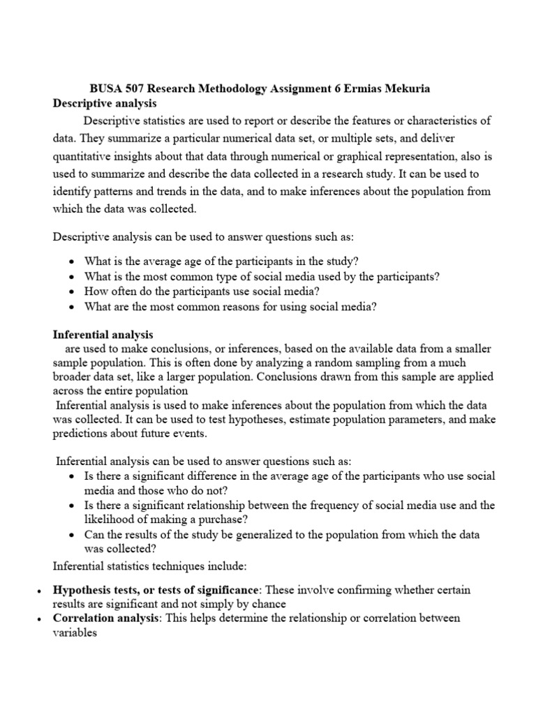 BUSA 507 Research Methodology Assignment 6 | PDF