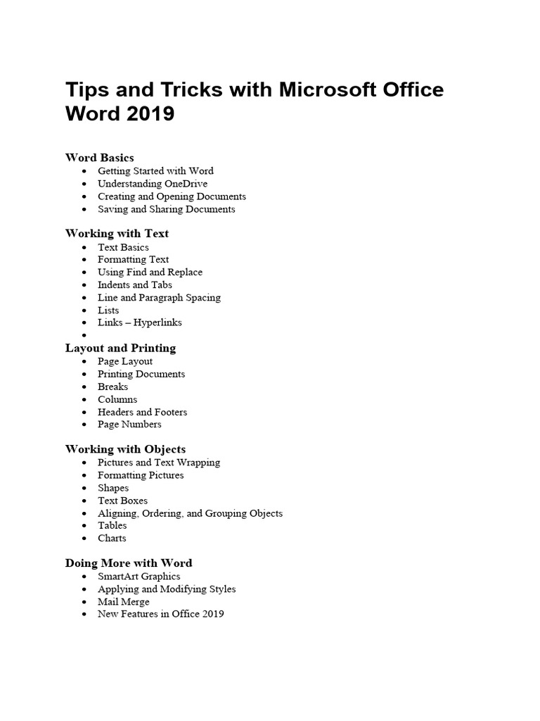 Microsoft Office Tips and Tricks 2019 | PDF | Microsoft Excel ...