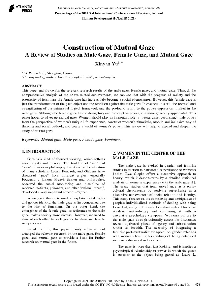 Construction of Mutual Gaze A Review of Studies On Male Gaze, Female ...