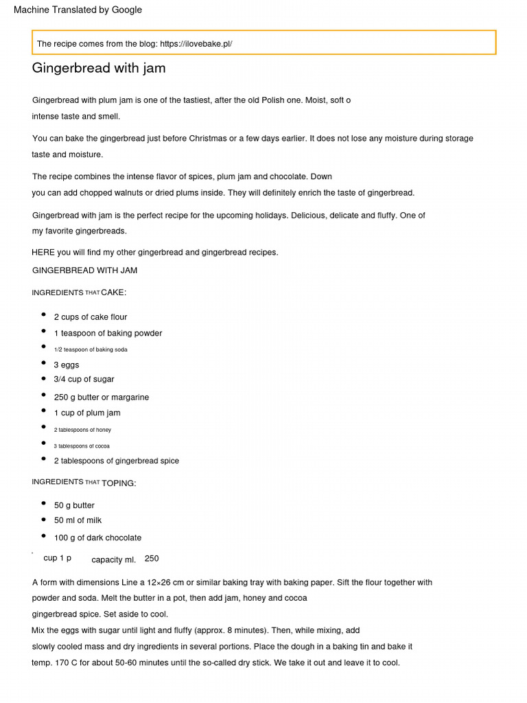 Gingerbread With Jam | PDF | Wellness