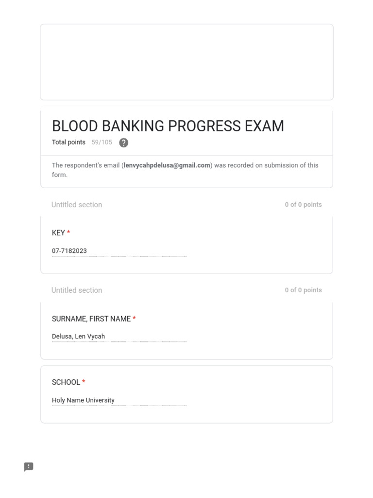 Blood Banking Progress Exam PDF Blood Type Blood Donation