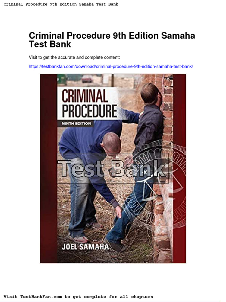 Full Download Criminal Procedure 9th Edition Samaha Test Bank | PDF ...