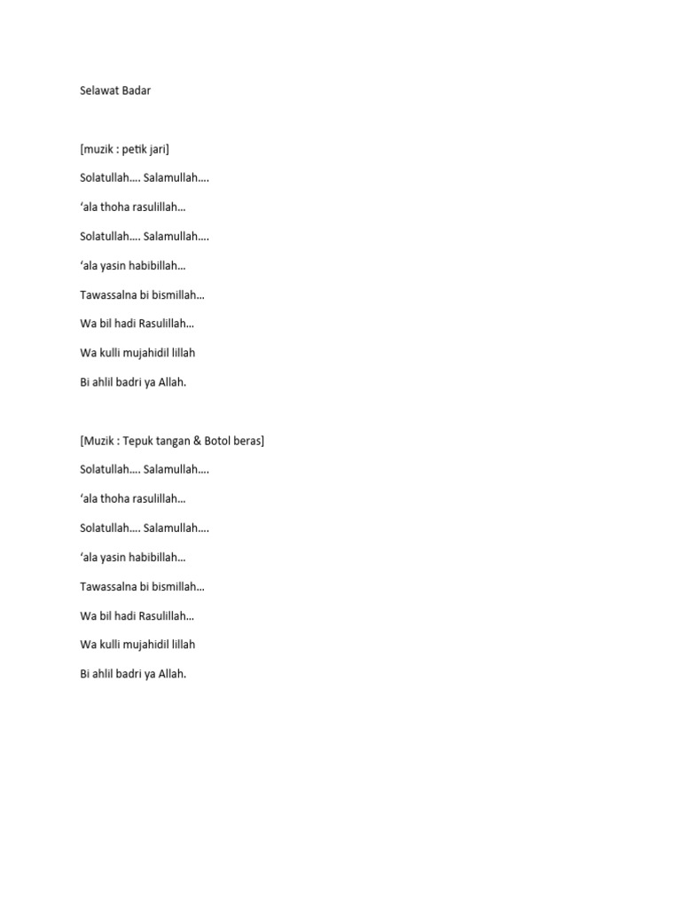 Selawat Badar 4iltizam | PDF | Foreign Language Studies | Art