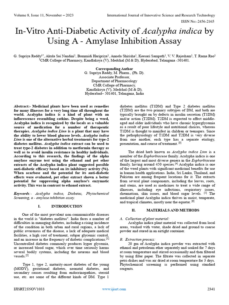 In-Vitro Anti-Diabetic Activity of Acalypha indica by Using Α - Amylase ...