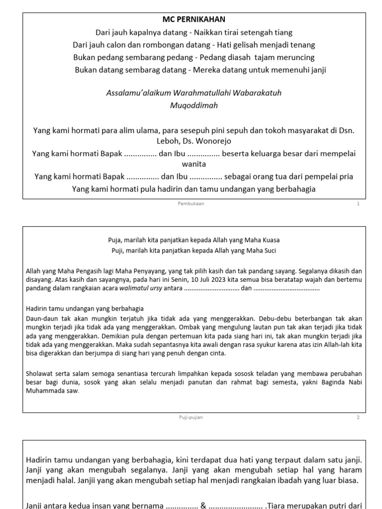 Teks MC Pernikahan Modern dan Islami | PDF | Agama & Spiritualitas