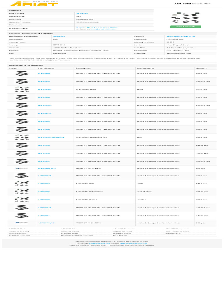 AON6962 | PDF | Manufactured Goods | Electricity
